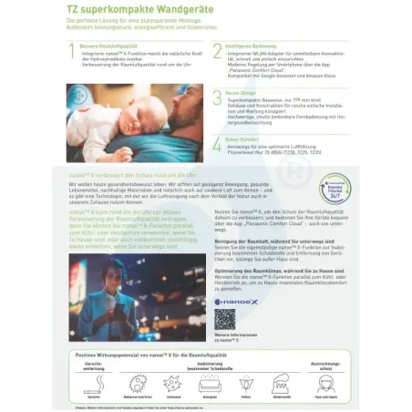 Panasonic 4.2 kW Mono Split CS-TZ42ZKEW CU-TZ42ZKE Klimaanlagen Wand TZ Kompakt Weiß 15000 Btu WiFi R-32 A++ A+ CS-TZ42ZKEW+C...