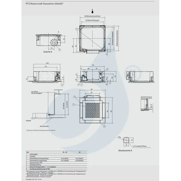 Panasonic 2.5 kW Mono Split S-25PY3E U-25PZ3E5 Klimaanlagen Kassettengerät 60 x 60 4 wege Steuerdraht 9000 Btu R-32 S-25PY3E+...