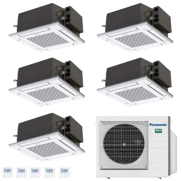 Panasonic Penta Split Kassettengerät 3.5+3.5+3.5+3.5+3.5 kW CU-5Z90TBE 4 x S-36PY3E + S-36PY3E Klimaanlagen R-32 60 x 60 4 we...