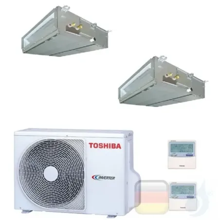 Toshiba Klimaanlagen Duo Split Kanalgerät Slim 60x60 9000+12000 R-32 M10U2DVG M13U2DVG 2M18U2AVG A++ A+ 2.5+3.5 kW M10U2DVG+M...