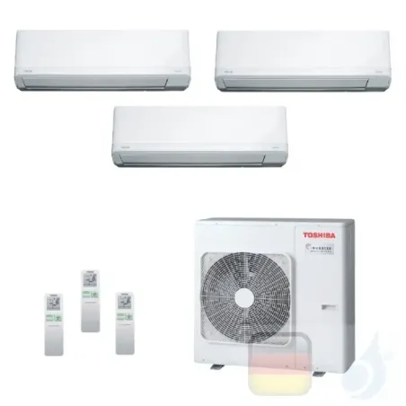 Toshiba Klimaanlagen Trio Split Wand 9000+9000+9000 Btu + RAS-3M26U2AVG-E R-32 Daiseikai Light A++ A+ 2.5+2.5+2.5 kW J2KVRG_9...