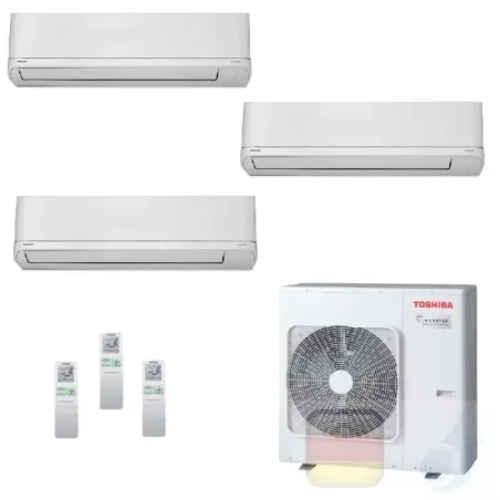 Toshiba Klimaanlagen Trio Split Wand 7000+7000+9000 Btu + RAS-3M18U2AVG-E R-32 Shorai WiFi Optional A++ A+ 2.0+2.0+2.5 kW PKV...