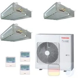 Toshiba Klimaanlagen Trio Split Kanalgerät Slim 7000+7000+12000 Btu + RAS-3M18U2AVG-E R-32 WiFi Optional A++ A+ 2.0+2.0+3.5 k...