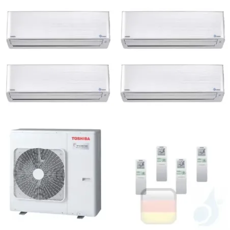Toshiba Klimaanlagen Quadri Wand 9000+9000+9000+15000 Btu + RAS-4M27U2AVG-E R-32 Super Daiseikai 9 A+ A+ 2.5+2.5+2.5+4.2 kW P...