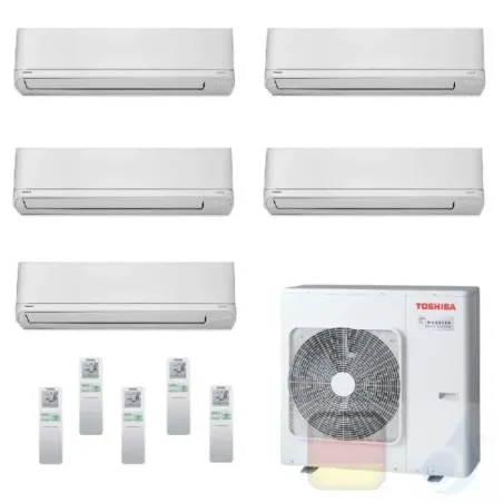 Toshiba Klimaanlagen Penta Split Wand 7+7+7+7+15 Btu + RAS-5M34U2AVG-E R-32 Shorai WiFi Opt A++ A+ 2.0+2.0+2.0+2.0+4.2 kW PKV...