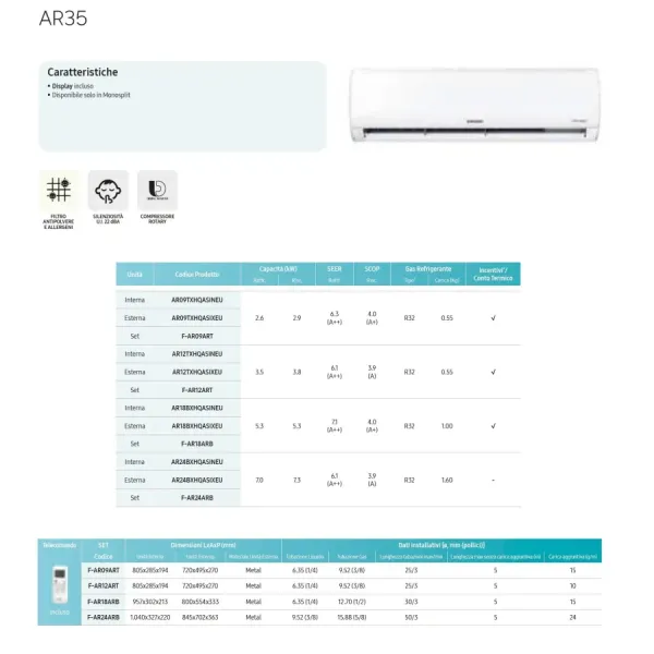 Samsung Mono Split 9000 Btu AR09TXHQASINEU AR09TXHQASIXEU Weiß