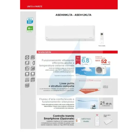 Fujitsu Mono Split 12000 Btu ASEH12KLTA AOEH12KLTA Weiß