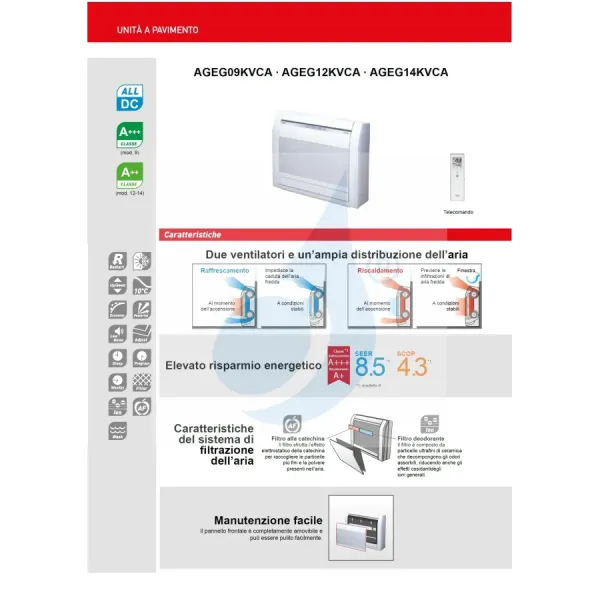 Fujitsu Inneneinheit Fußboden KV AGEG12KVCA 12000 Btu Fußboden