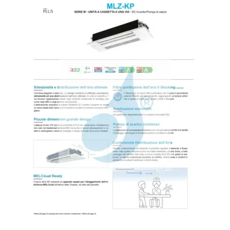 Mitsubishi Penta Split Kassettengerät MLZ-KP 9+9+9+9+12 Btu MXZ-5F102V