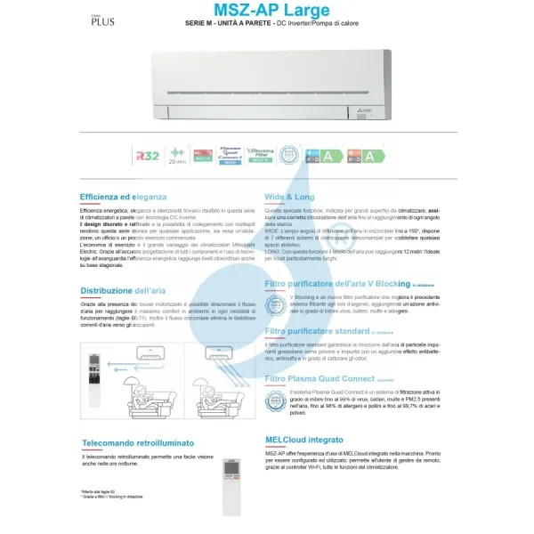 Mitsubishi Inneneinheit 24000 Btu 7.1 kW MSZ-AP71VGK
