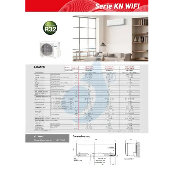 Fujitsu Mono Split 7000 Btu ASEH07KNCA AOEH07KNCA Weiß