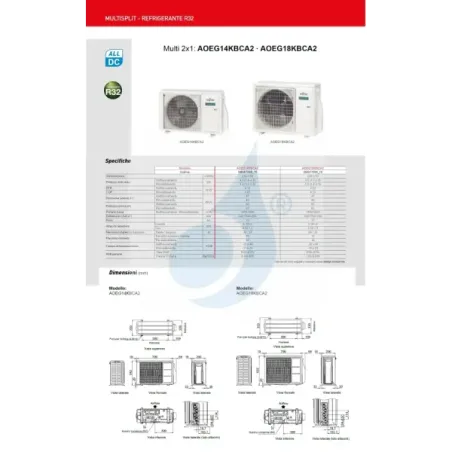 Fujitsu Außengerät Multi Split AOEG14KBCA2 14000 Btu Duo Split