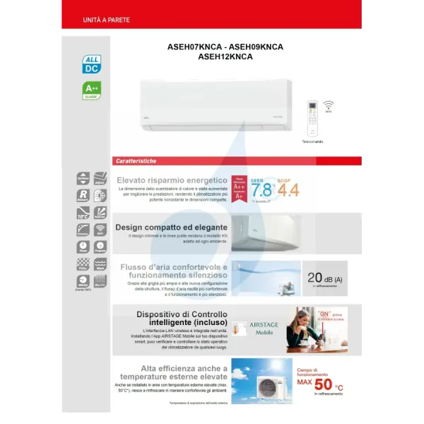 Fujitsu Inneneinheit KN ASEH12KNCA 12000 Btu Wand