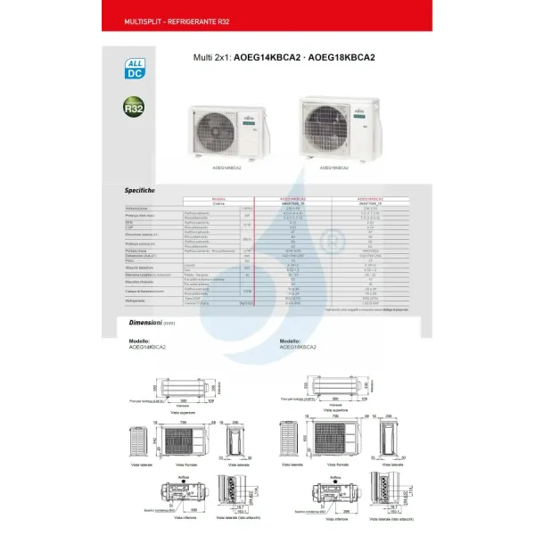 Klimaanlage Fujitsu Duo Split 7+12 KMCG AOEG14KBCA2 Wand WiFi