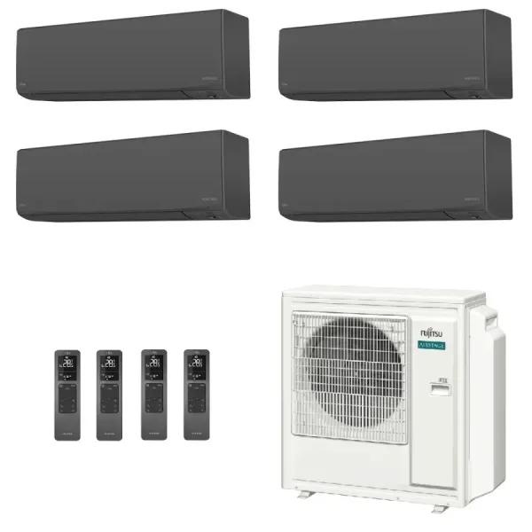 Fujitsu Quadri Split 9+9+9+15 KJ-B WiFi AOEG36KBTA5 Schwarz